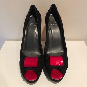 Stuart Weitzman Size 10 Black Suede Platform Heels